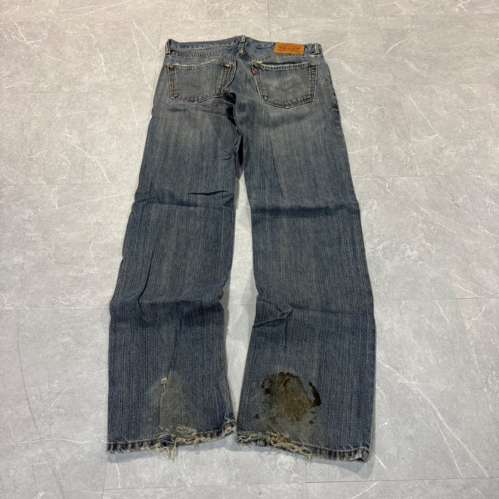 Levis 559 Relaxed Straight Jeans Mens 32x34 Distressed Blue Denim 4608